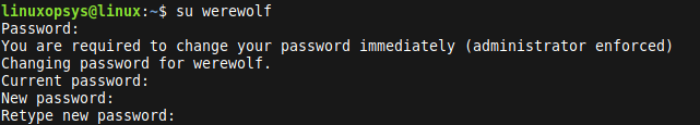 prompt user to change password