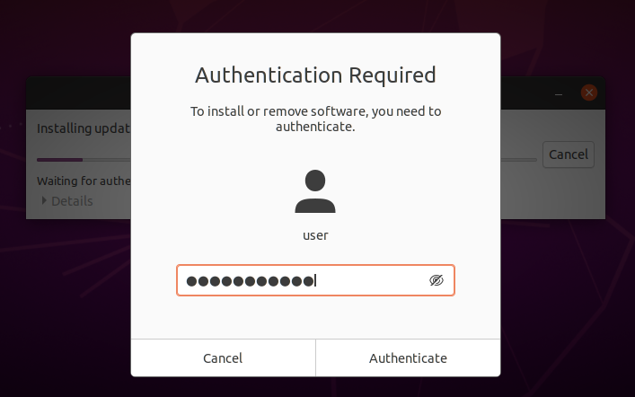 authentication using admin password