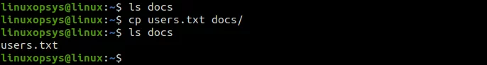 copy a file named users.txt to the docs directory
