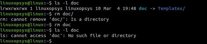 delete symlink to a directory using rm