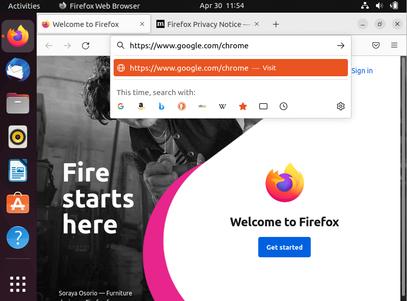 Using the Firefox browser visit the google chrome download page