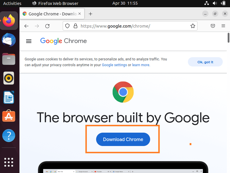 Download Chrome button
