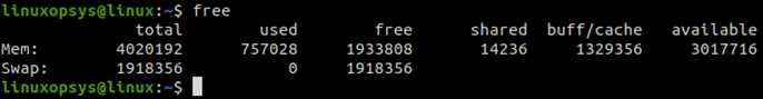 output of linux free command