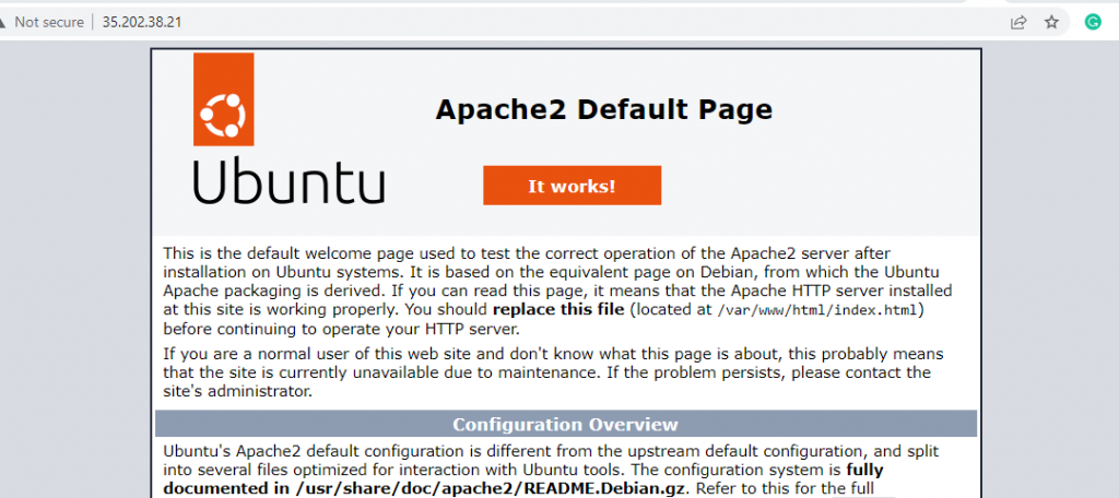 default Apache webpage