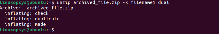unzip exclude files