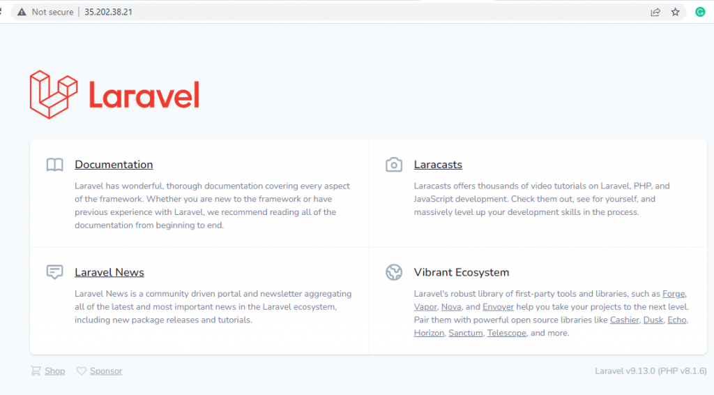 default Laravel page