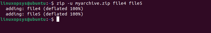 Add more files to existing zip file