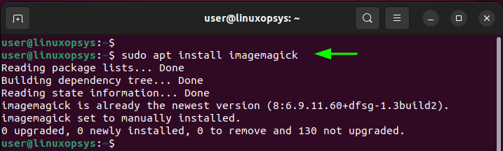 install imagemagick using apt package manager from command line