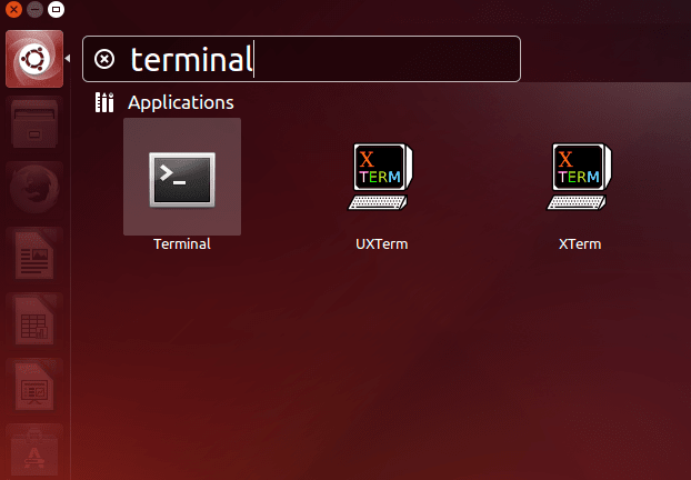 search terminal app from GUI