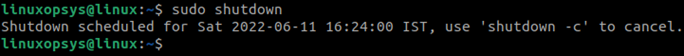 linux shutdown default command