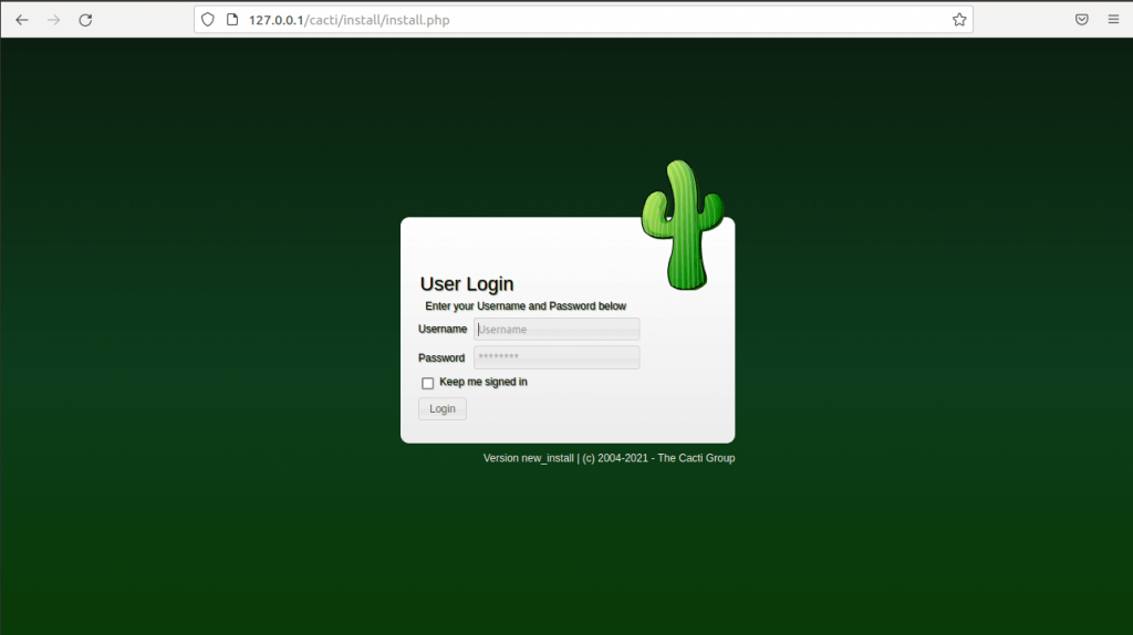 default cacti login page