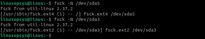 Checking the file system type using fsck command