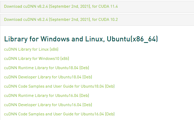 cuDNN linux downloads