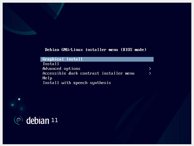 Debian installer menu