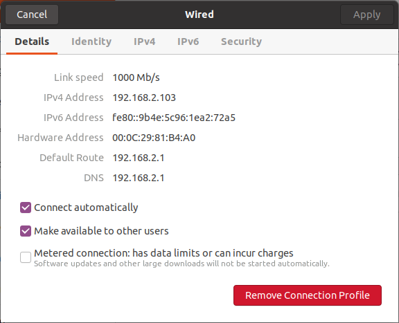 Ubuntu Desktop IP configuration