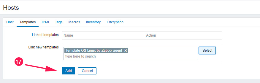 Link new template for Zabbix agent