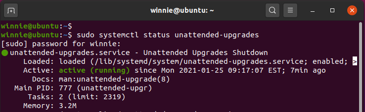 Check status of unattended-upgrades