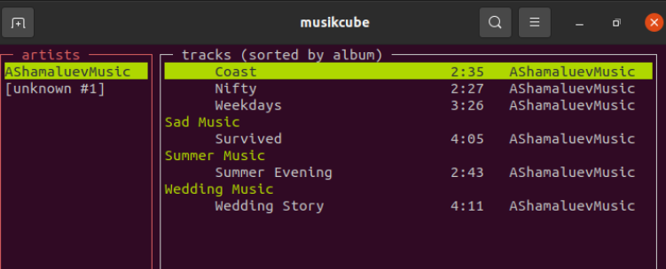 Musikcube - terminal-based music player