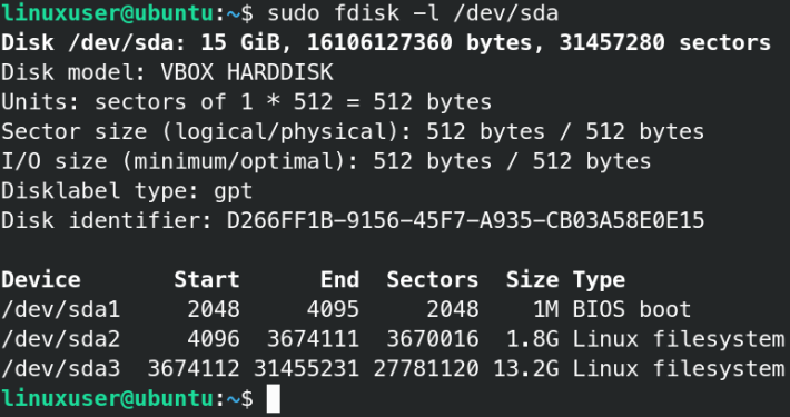 fdisk show specific partitions