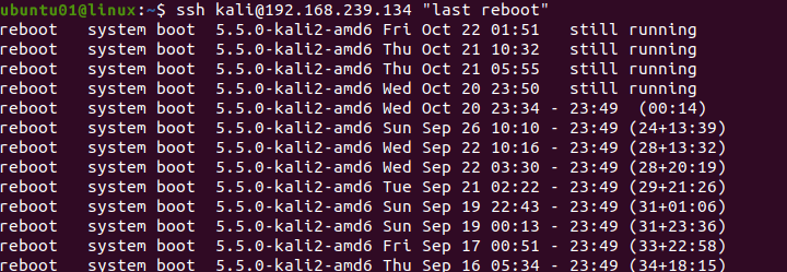Last reboot logs of remote user
