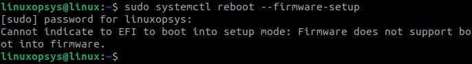 systemctl reboot firmware setup