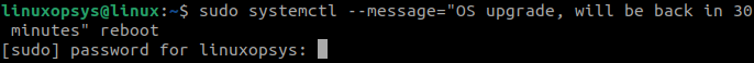 systemctl reboot message