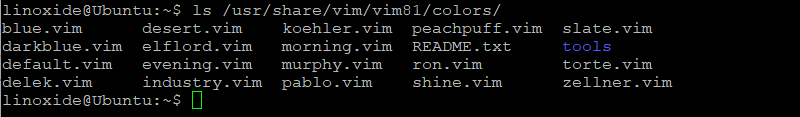 list vim color schemes directory