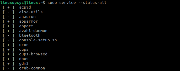 using service command list all available services