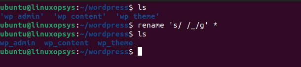 example rename directory with spaces using rename command