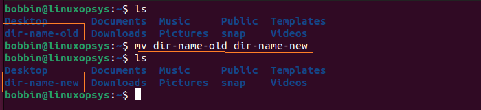 rename a directory using mv command