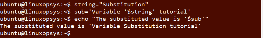 example of substitute variable in single quotes