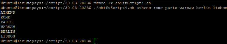 script output - pass an argument to function using shift