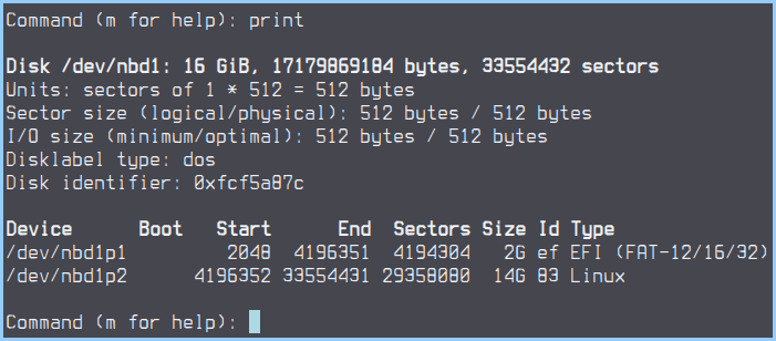 print partition table