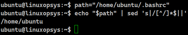 using sed - return the directory path without filename.