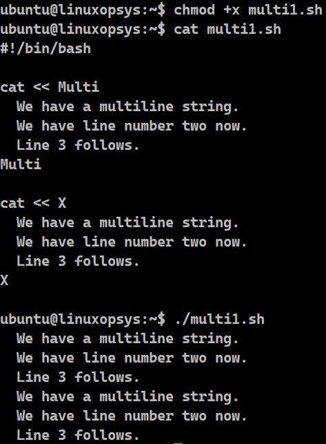 Multiline string using Heredoc