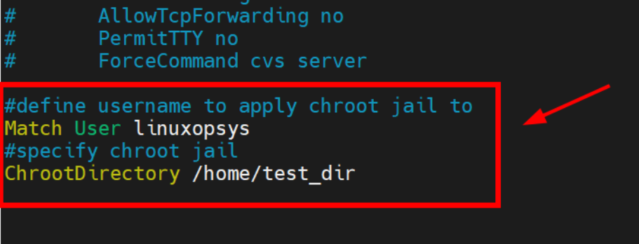 Configure sshd_config file to use Chroot Jail