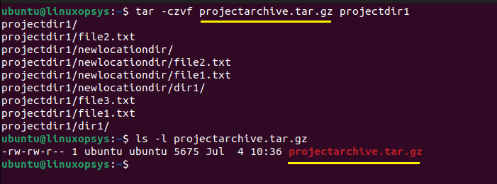 using tar command compress a tar archive file using gzip