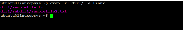 find files for a specific pattern match and output only its filenames using grep with -l