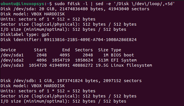 listing all partitions using fdisk -l