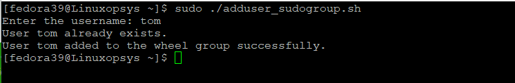 script to add user to sudo group